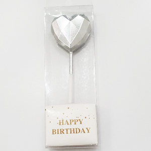 Diamond Heart Metallic Silver Candle